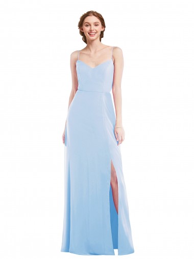 Long Sleeveless Soft Chiffon Light Sky Blue A-Line Formal Evening Gown / Bridesmaid Dress Canberra