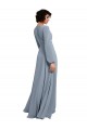 Long Long Sleeves Soft Chiffon Dusty Blue A-Line Bridesmaid Dress / Formal Dress Canberra