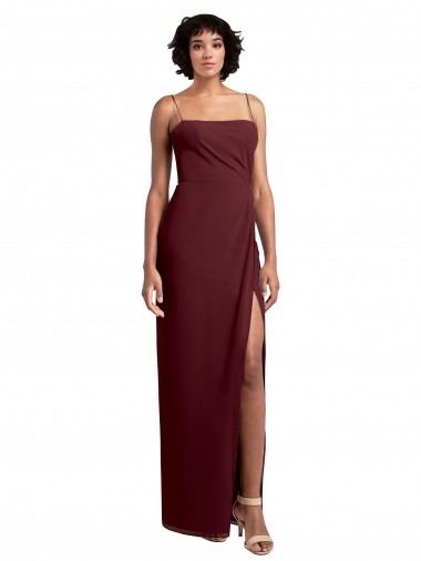 Long Sleeveless Soft Chiffon Burgundy Gold A-Line Evening Dress / Bridesmaid Dress Canberra