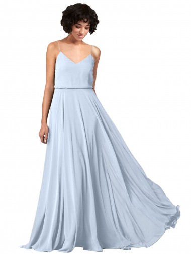 Long Sleeveless Soft Chiffon Light Sky Blue A-Line Formal Dress / Bridesmaid Dress Canberra