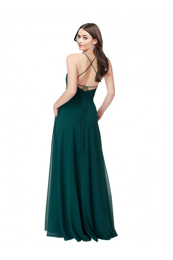 Long Sleeveless Chiffon Hunter Green A-Line Wedding Party Dress Canberra