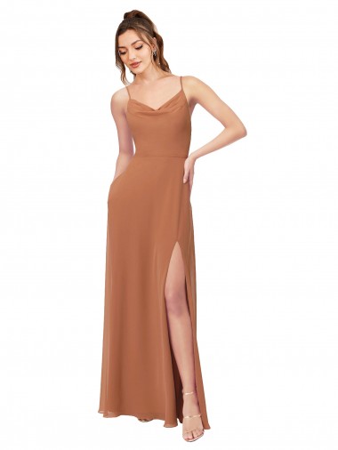 Long Sleeveless Soft Chiffon Rosewood A-Line Bridesmaid Dress Canberra