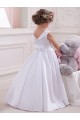 Long Sleeveless Satin & Lace Ivory Ball Gown Flower Girl Dresses Canberra