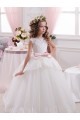 Chapel Train Sleeveless Tulle & Lace Ivory Ball Gown Flower Girl Dress for Wedding Canberra