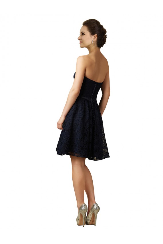 Knee Length Sleeveless Lace Dark Navy A-Line Bridesmaid Dress Canberra