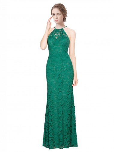 Long Sleeveless Lace Dark Green Mermaid Prom Dress / Bridesmaid Dress Canberra
