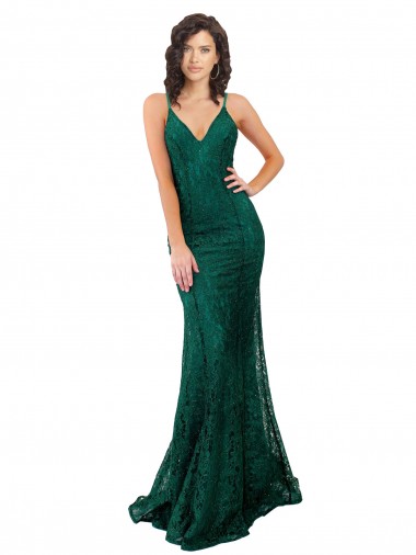 Long Sleeveless Lace Dark Green Mermaid Black Tie Evening Gown / Prom Dress / Bridesmaid Dress Canberra
