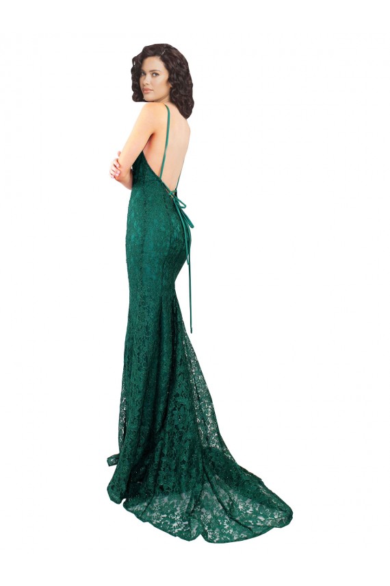 Long Sleeveless Lace Dark Green Mermaid Black Tie Evening Gown / Prom Dress / Bridesmaid Dress Canberra