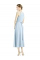 Tea Length Sleeveless Satin Light Sky Blue A-Line Bridesmaid Dress Canberra