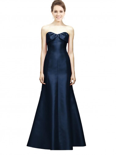 Long Sleeveless Satin Dark Navy Mermaid Bridesmaid Dress Canberra