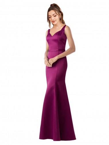 Long Sleeveless Satin Merlot Sheath Black Tie Evening Gown / Prom Dress / Bridesmaid Dress Canberra