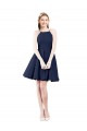 Knee Length Sleeveless Satin Dark Navy Halter Neck A-Line Bridesmaid Gown Canberra