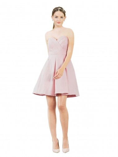 Knee Length Sleeveless Satin Pink A-Line Evening Gown / Bridesmaid Dress Canberra