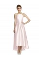 Long Sleeveless Satin Pink A-Line High Low Bridesmaid Dress Canberra