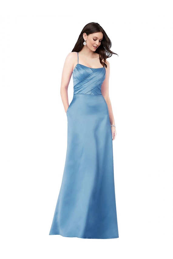 Long Sleeveless Satin Sky Blue Sheath Formal Evening Gown / Prom Dress / Bridesmaid Dress Canberra