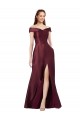 Long Cap Sleeves Satin Burgundy Gold A-Line Black Tie Evening Gown / Prom Dress / Bridesmaid Dress Canberra