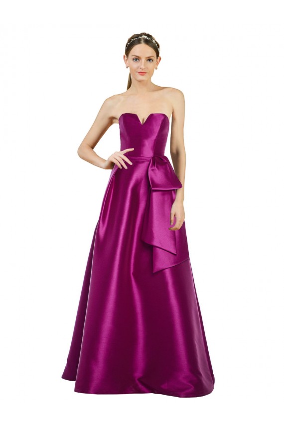 Long Sleeveless Satin Merlot A-Line Prom Dress / Bridesmaid Dress Canberra