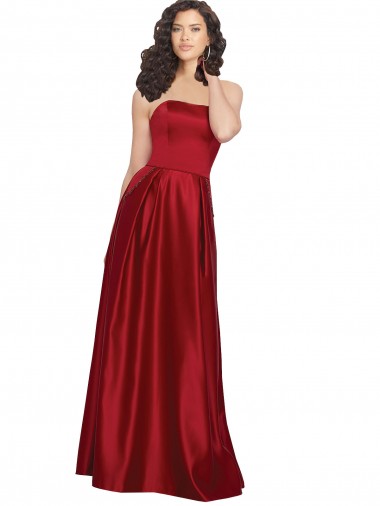 Long Sleeveless Satin Dark Red A-Line Prom Dress / Bridesmaid Dress Canberra