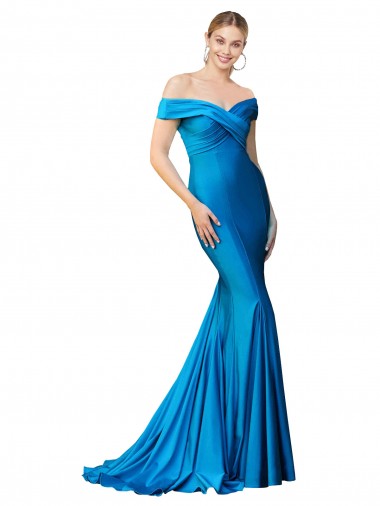 Long Sleeveless Satin Peacock Blue Mermaid Formal Evening Gown / Prom Dress / Bridesmaid Dress Canberra