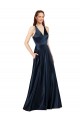 Long Sleeveless Satin Dark Navy A-Line Formal Evening Gown / Prom Dress / Bridesmaid Dress Canberra