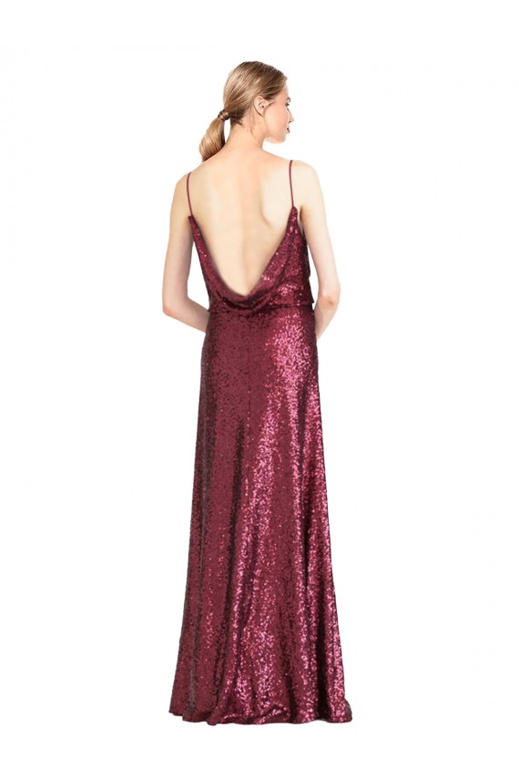Long Sleeveless Sequin Burgundy A-Line Formal Evening Gown / Prom Dress / Bridesmaid Dress Canberra
