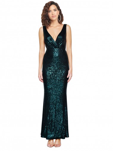 Long Sleeveless Sequin Dark Green Mermaid Bridesmaid Dress / Evening Dress Canberra
