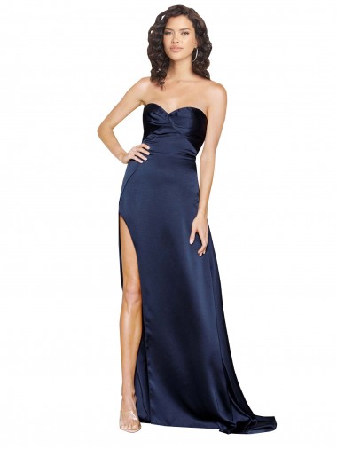 Long Sleeveless Silk like Satin Sapphire Sweetheart A-Line Formal Evening Gown / Prom Dress / Bridesmaid Dress Canberra