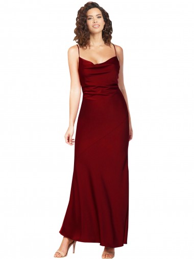 Long Sleeveless Silk like Satin Burgundy Sheath Black Tie Evening Gown / Prom Dress / Bridesmaid Dress Canberra