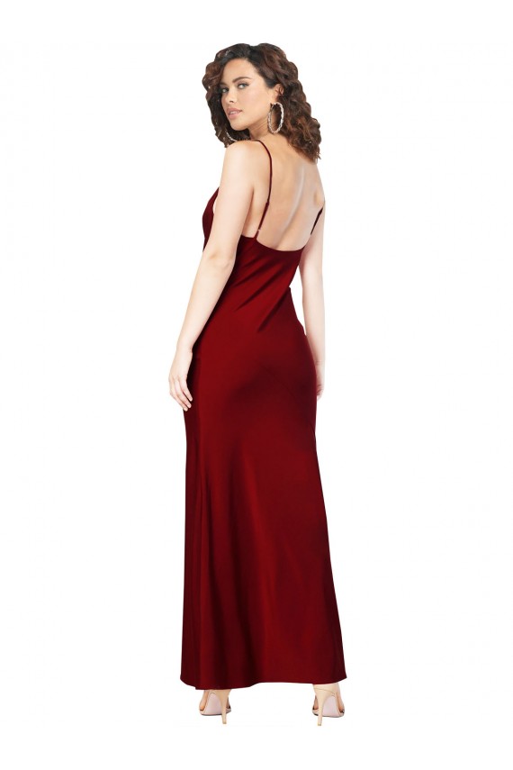 Long Sleeveless Silk like Satin Burgundy Sheath Black Tie Evening Gown / Prom Dress / Bridesmaid Dress Canberra