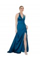 Long Sleeveless Silk like Satin Peacock Blue A-Line Formal Evening Gown / Prom Dress / Bridesmaid Dress Canberra