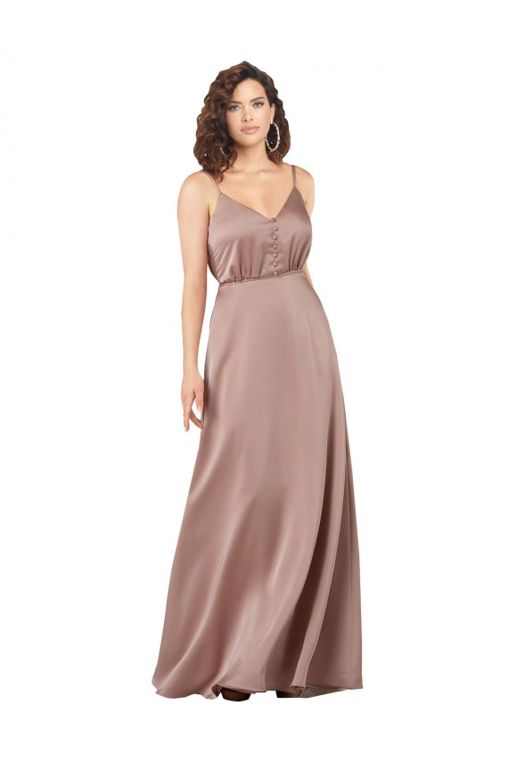 Long Sleeveless Silk like Satin Dusty Pink A-Line Formal Evening Gown / Bridesmaid Dress Canberra