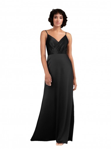 Long Sleeveless Silk like Satin Black Column Formal Evening Gown / Prom Dress / Bridesmaid Dress Canberra