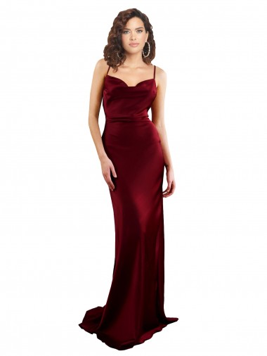 Long Sleeveless Silk like Satin Burgundy Sheath Formal Evening Gown / Prom Dress / Bridesmaid Dress Canberra