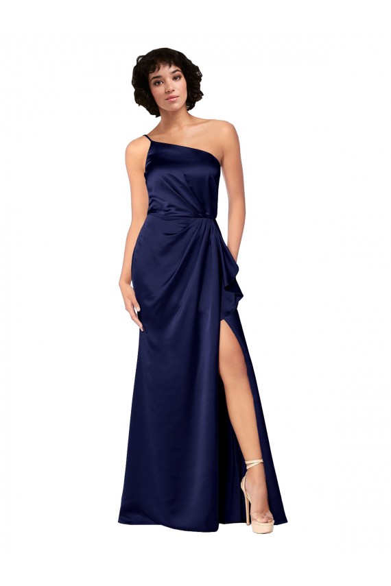 Long Sleeveless Silk like Satin Sapphire A-Line Black Tie Evening Gown / Prom Dress / Bridesmaid Dress Canberra