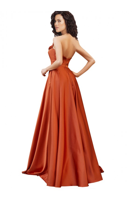 Sweep Train Sleeveless Silk like Satin Burnt Orange A-Line Formal Evening Gown / Prom Dress / Bridesmaid Dress Canberra