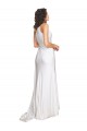 Long Sleeveless Silk like Satin White A-Line Wedding Dress Canberra