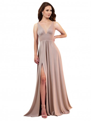 Long Sleeveless Spandex Dusty Pink A-Line Black Tie Evening Gown / Prom Dress / Bridesmaid Dress Canberra