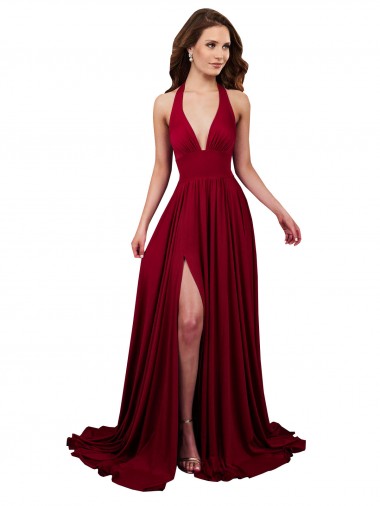 Long Sleeveless Spandex Burgundy A-Line Black Tie Evening Gown / Prom Dress / Bridesmaid Dress Canberra