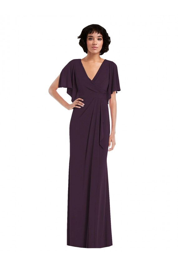 Long Split Sleeves Spandex Grape Sheath Formal Evening Gown / Prom Dress / Bridesmaid Dress Canberra