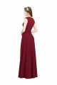 Long Sleeveless Stretch Crepe Burgundy Square Neck A-Line Prom Dress / Bridesmaid Dress Canberra