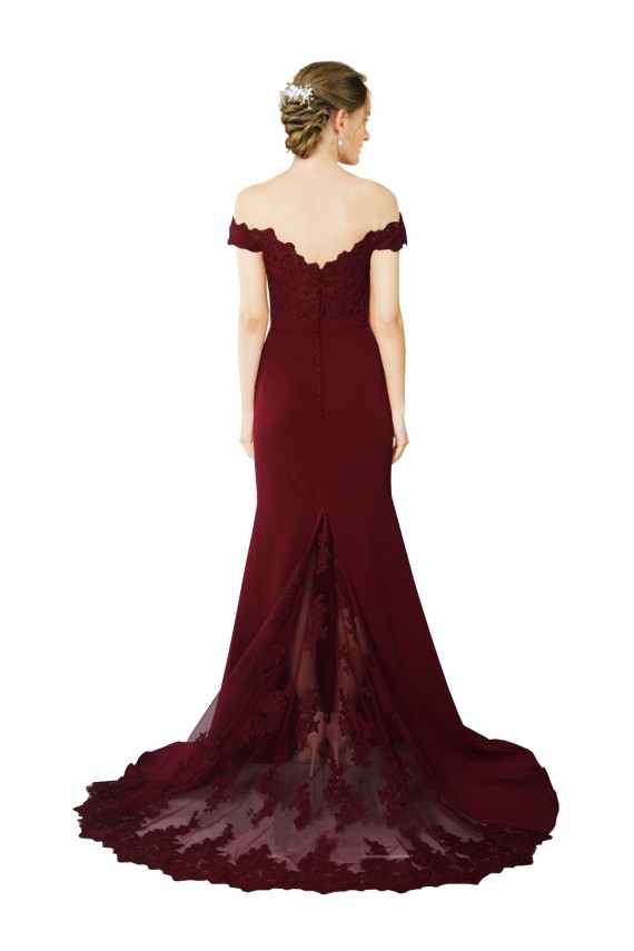 Sweep Train Sleeveless Stretch Crepe & Lace Burgundy Gold Mermaid Formal Evening Gown / Prom Dress / Bridesmaid Dress Canberra