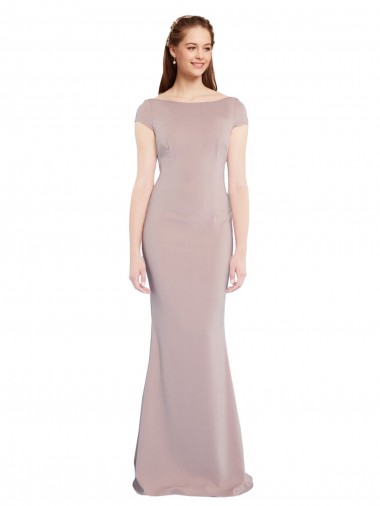 Long Cap Sleeves Stretch Crepe Dusty Pink Mermaid Formal Evening Gown / Prom Dress / Bridesmaid Dress Canberra