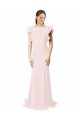 Sweep Train Ruffle Sleeves Stretch Crepe Pink Mermaid, Sheath Black Tie Prom Dress / Bridesmaid Dress Canberra