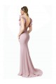 Sweep Train Ruffle Sleeves Stretch Crepe Pink Mermaid, Sheath Black Tie Prom Dress / Bridesmaid Dress Canberra