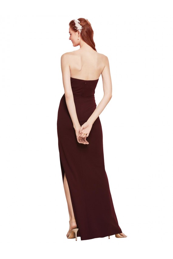 Long Sleeveless Stretch Crepe Burgundy Gold Strapless Sheath Formal Evening Gown / Prom Dress / Bridesmaid Dress Canberra