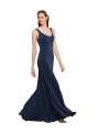 Long Sleeveless Stretch Crepe Dark Navy A-Line Prom Dress / Bridesmaid Dress Canberra