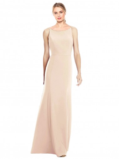 Long Sleeveless Stretch Crepe Nude Bateau Neck Trumpet Semi Formal Evening Dress / Prom Dress / Bridesmaid Dress Canberra