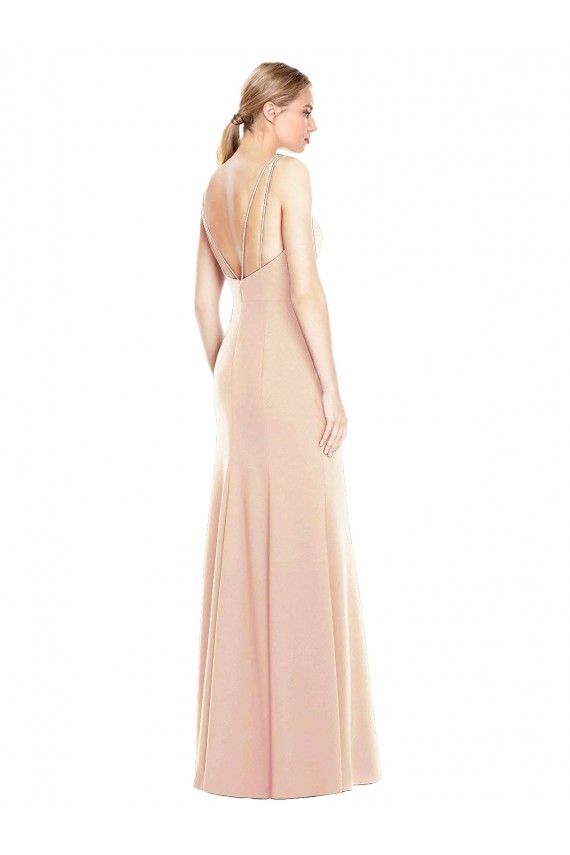 Long Sleeveless Stretch Crepe Nude Bateau Neck Trumpet Semi Formal Evening Dress / Prom Dress / Bridesmaid Dress Canberra
