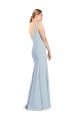 Long Sleeveless Stretch Crepe Light Sky Blue V-Neck Trumpet Bridesmaid Dress / Formal Dress Canberra