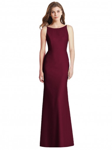 Long Sleeveless Stretch Crepe Burgundy Gold Trumpet Semi Formal Evening Dress / Bridesmaid Dress Canberra